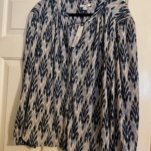 NWT Chico’s Ikat Navy Blouse XL Size 3
